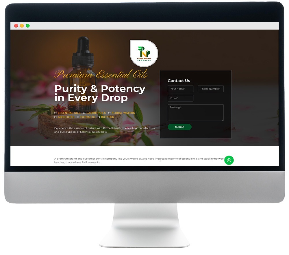 Website designing for primenaturals